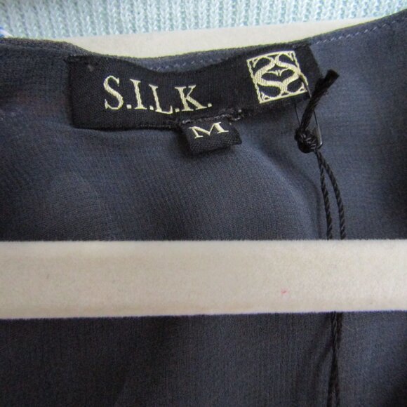 S.I.L.K. Women's Top Medium Gray Oversized Business Casual Silk Office - Picture 7 of 8